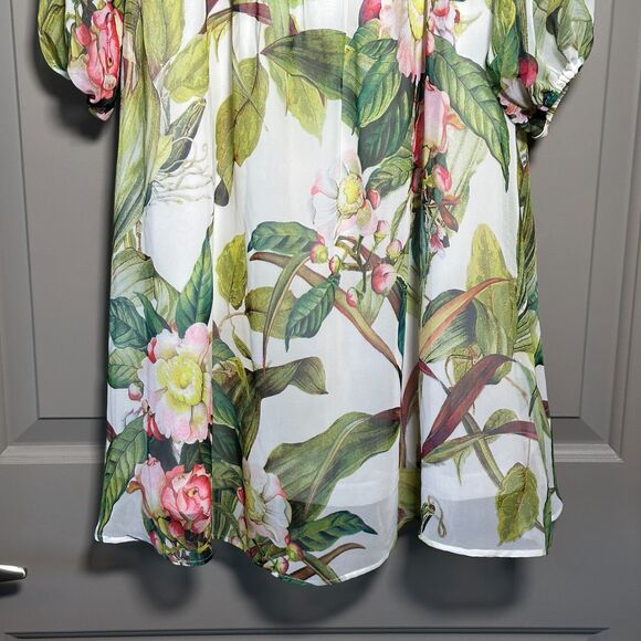 Adrianna Papell Floral Cold Shoulder Mini Dress Size 2 Spring Garden Party - Picture 9 of 11